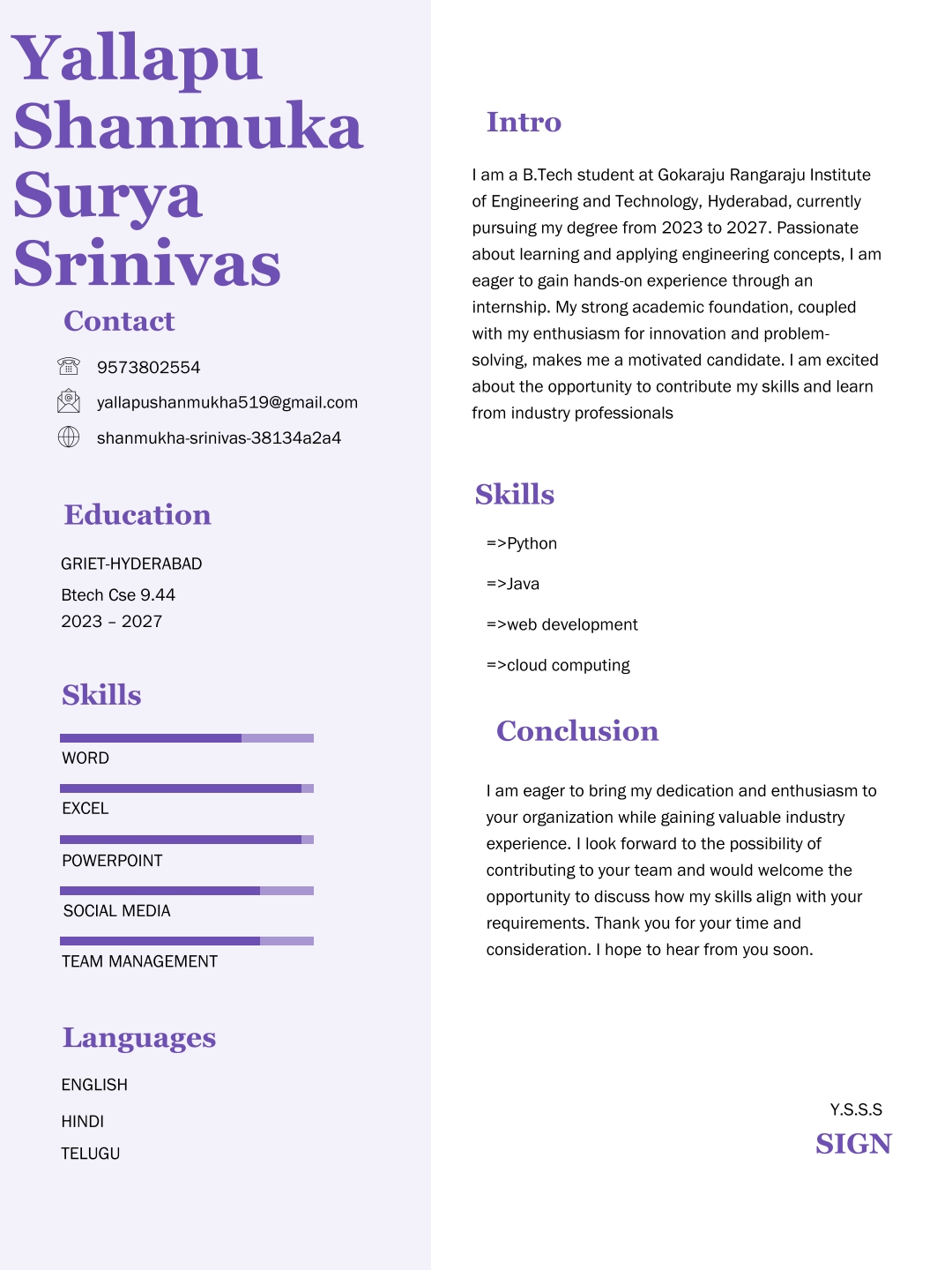 Cover Letter
